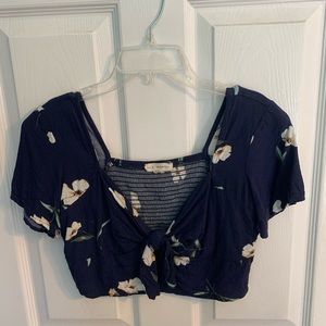 LA Hearts Blue Floral Crop Top